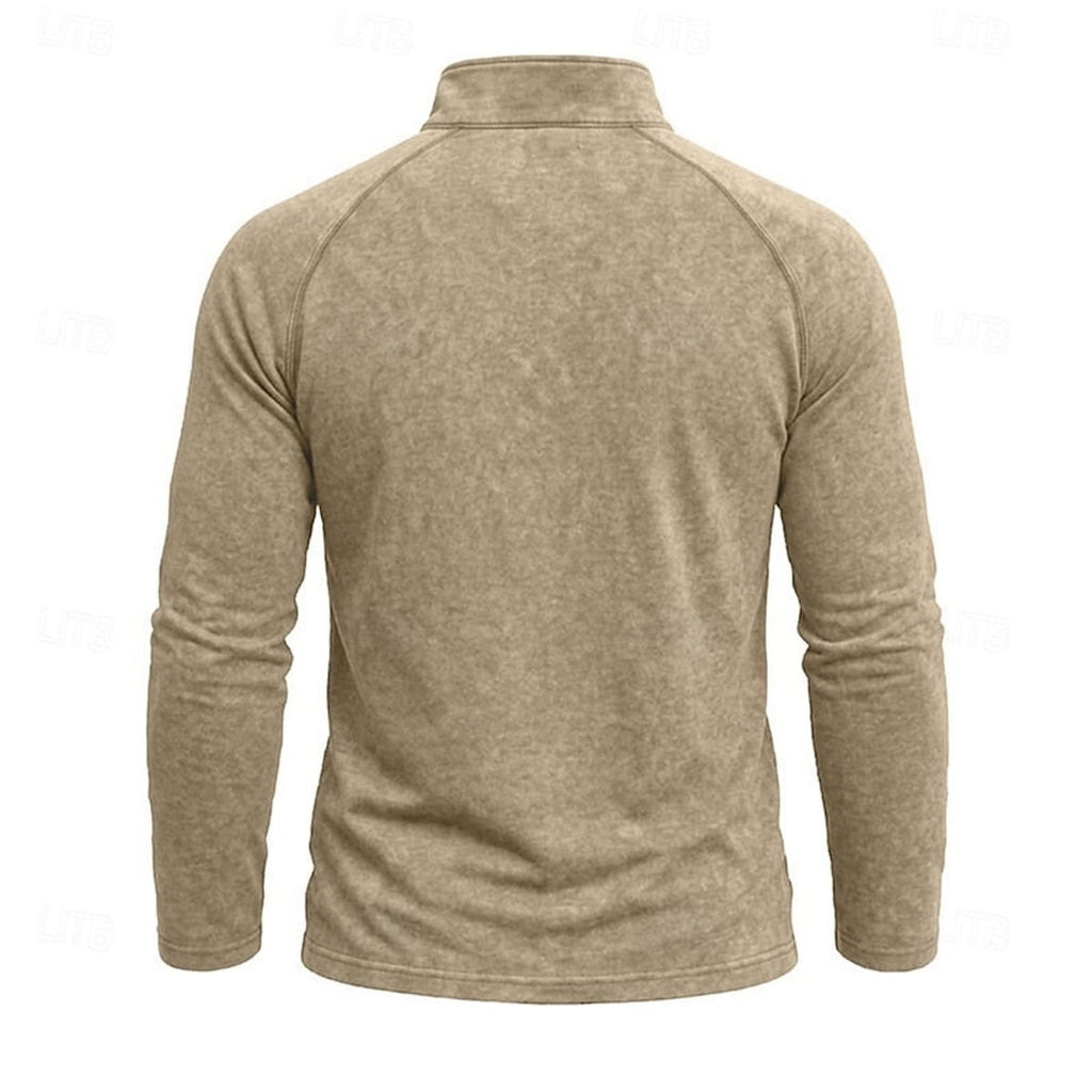 men's relaxed zip-neck top