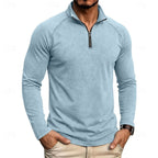 men's relaxed zip-neck top in light blue