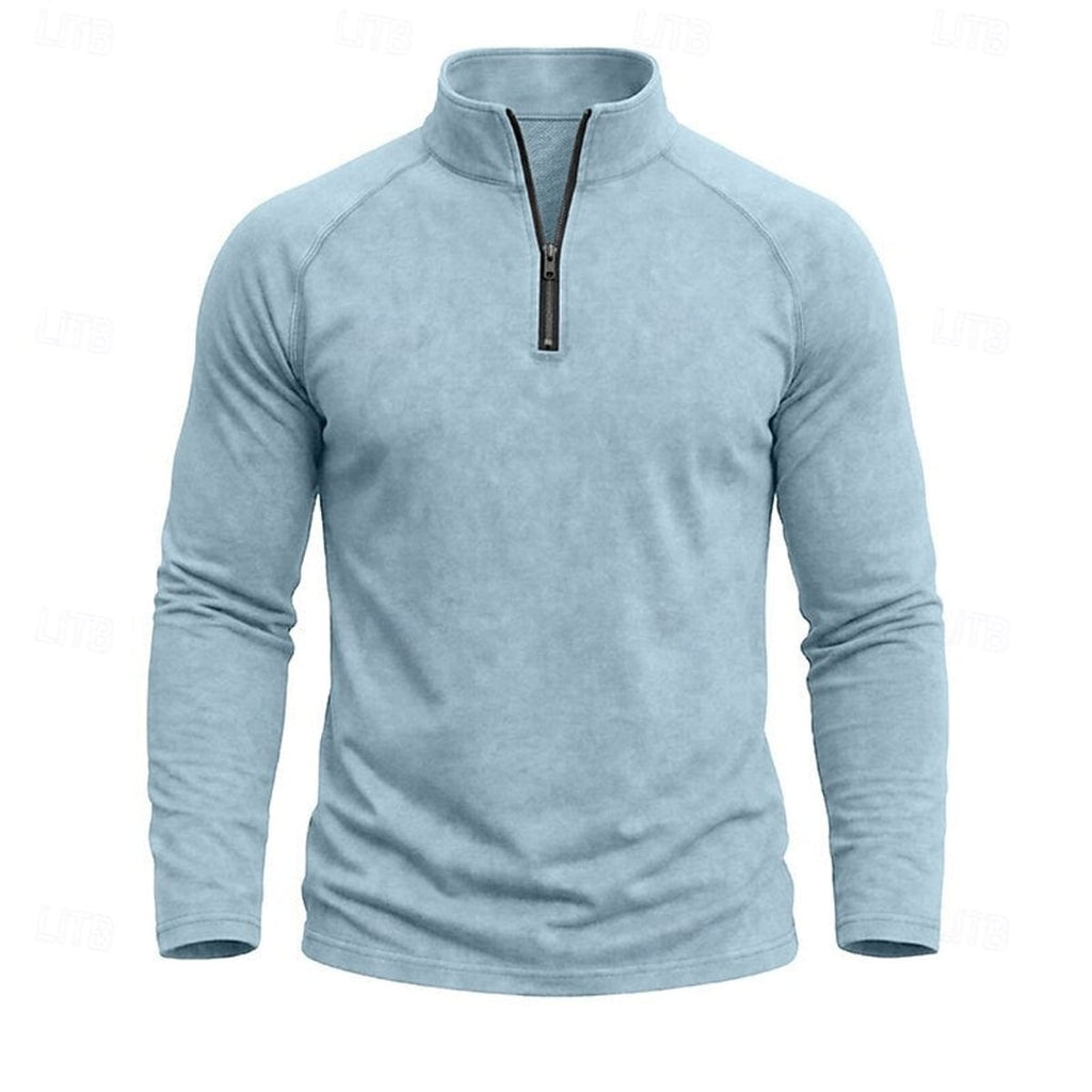 men's relaxed zip-neck top