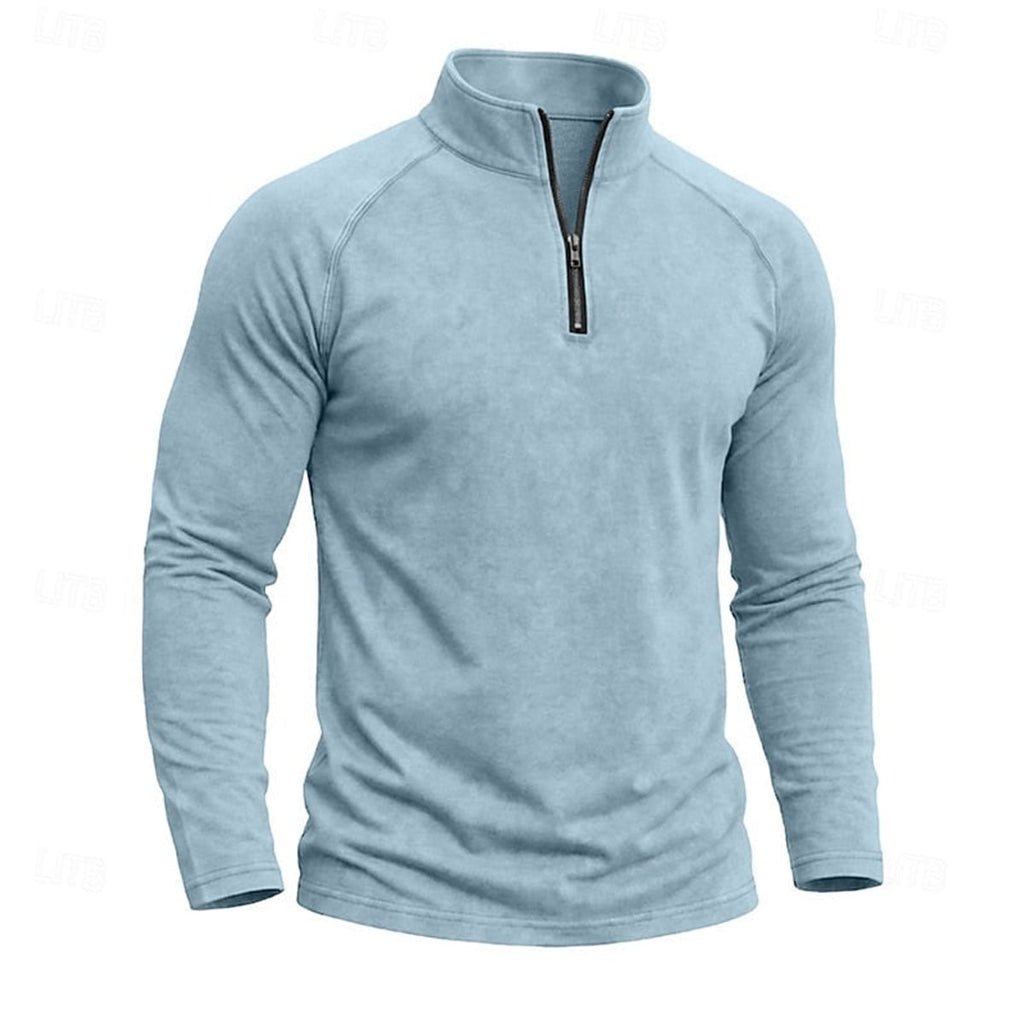 men's relaxed zip-neck top