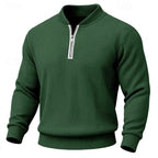 men's ribbed quarter-zip pullover in dark green