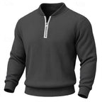 men's ribbed quarter-zip pullover in dark gray