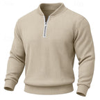 men's ribbed quarter-zip pullover in apricot