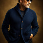 men's ribbed shawl collar cardigan