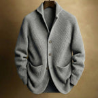 men's ribbed shawl collar cardigan in gray