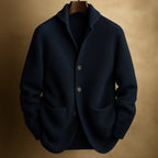 men's ribbed shawl collar cardigan in dark blue