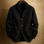 men's ribbed shawl collar cardigan in black