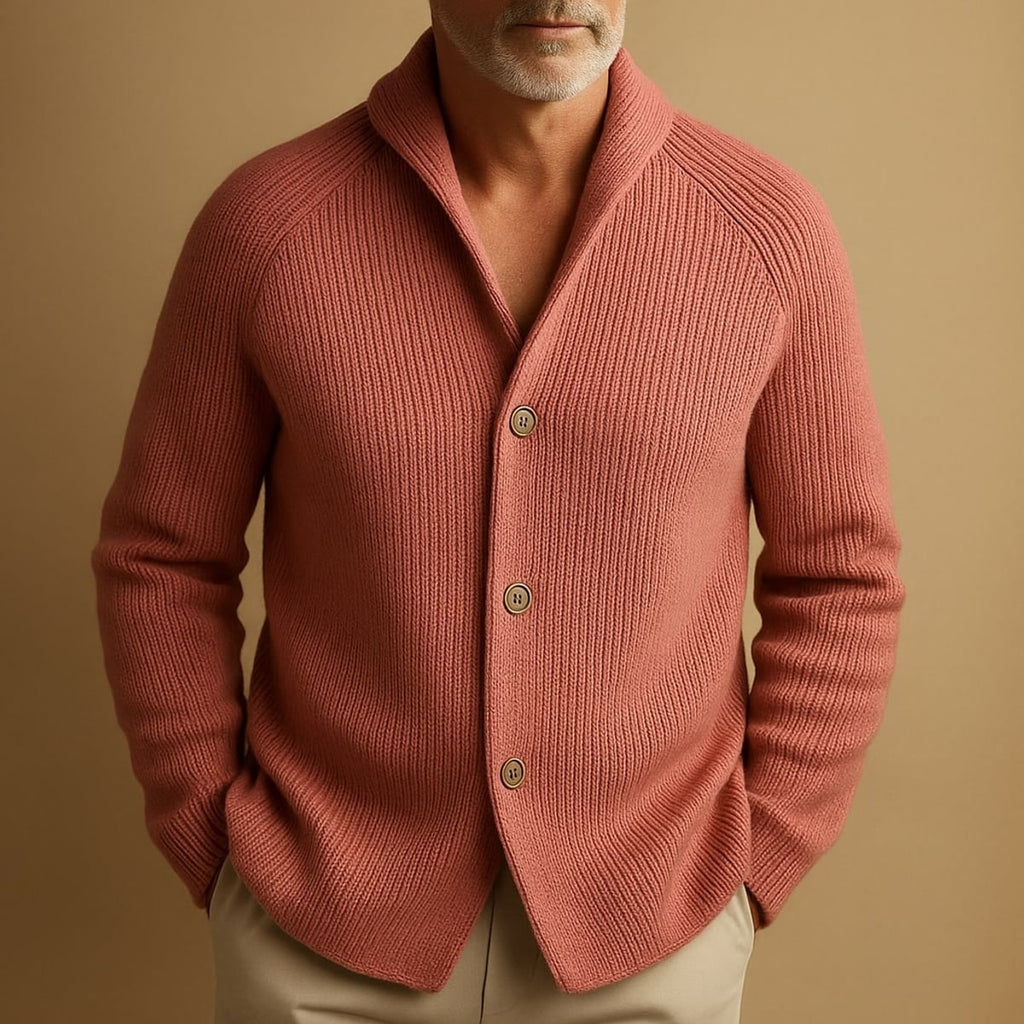 men's ribbed shawl collar cardigan