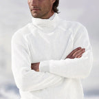men's roll neck pullover sweater in white