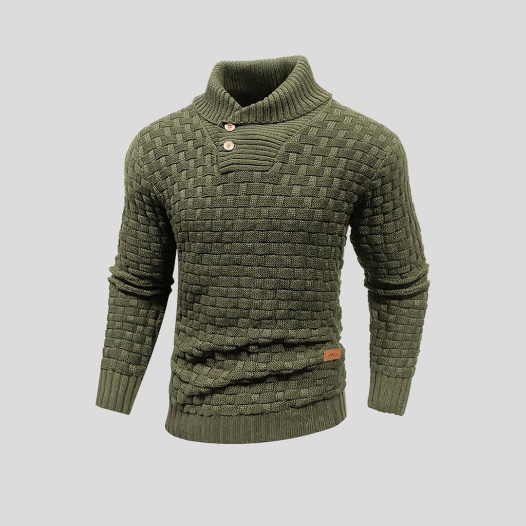 men's shawl collar knit sweater in green