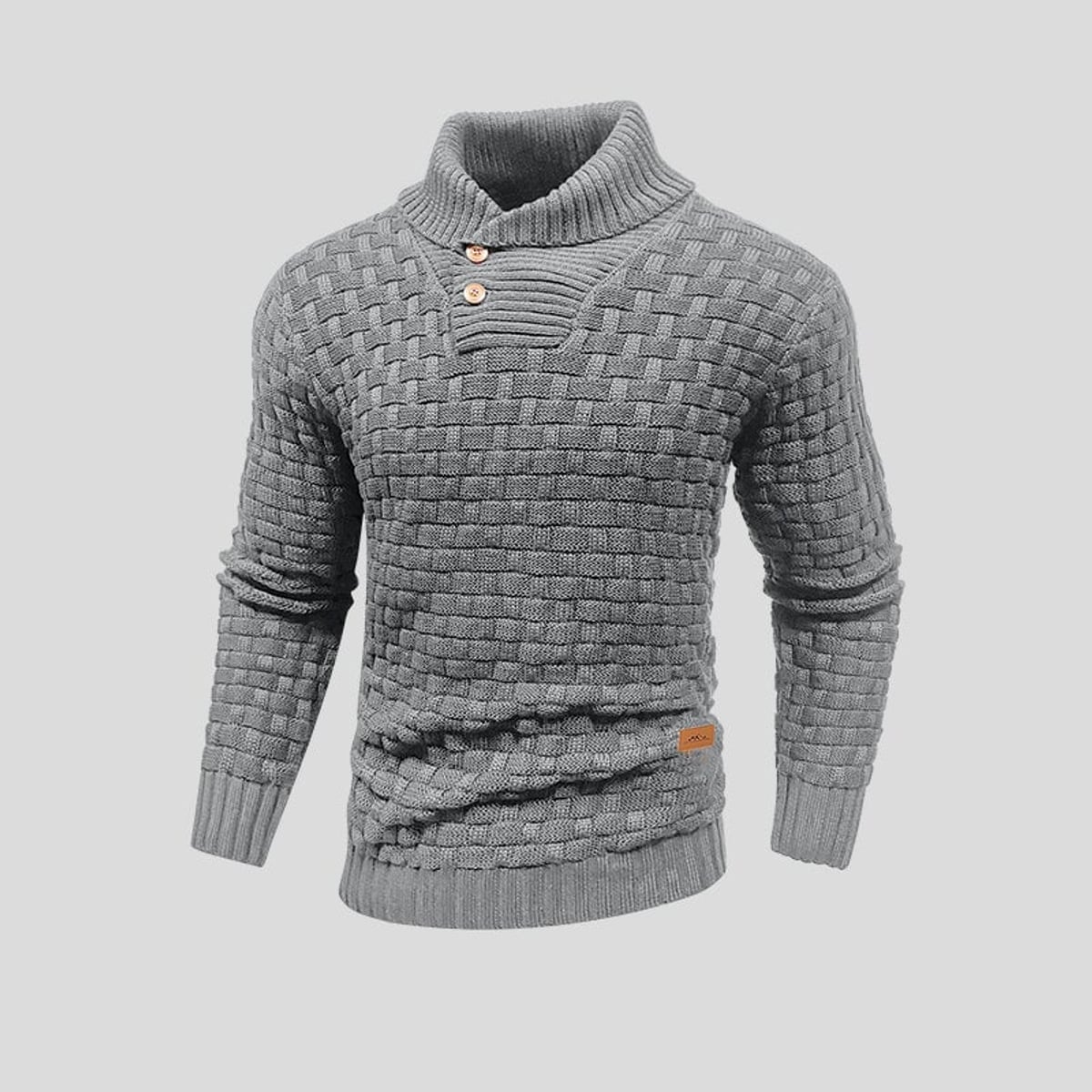 men's shawl collar knit sweater in gray