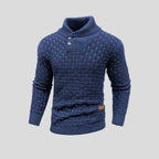 men's shawl collar knit sweater in blue