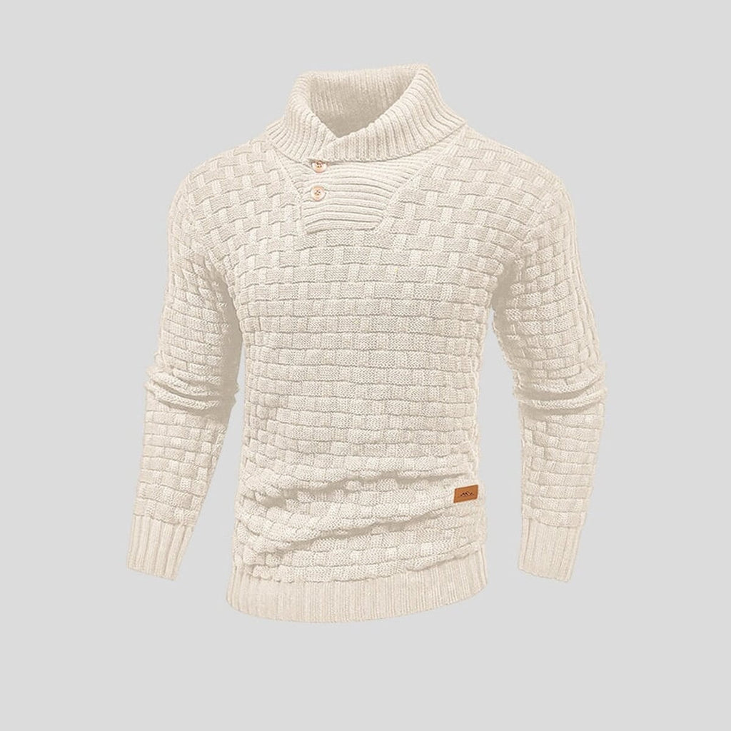men's shawl collar knit sweater in cream