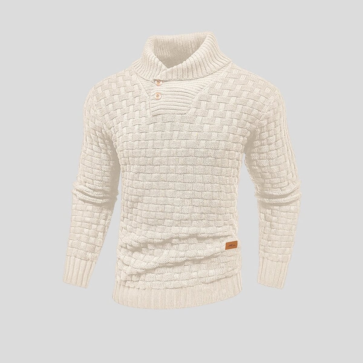 men's shawl collar knit sweater in cream