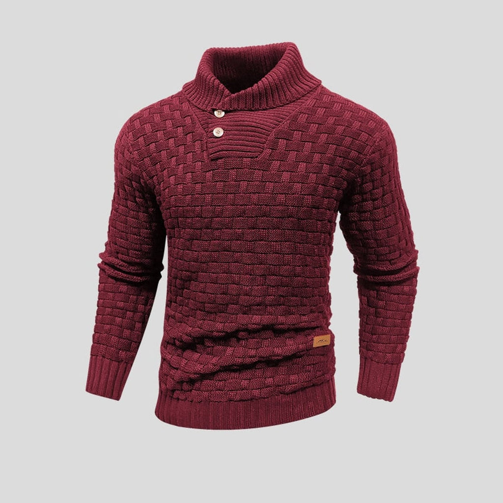 men's shawl collar knit sweater in red