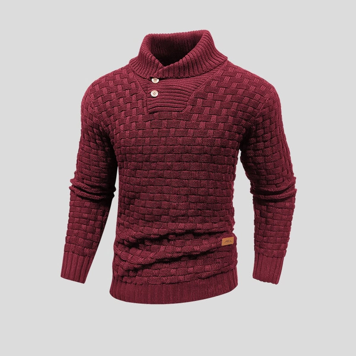 men's shawl collar knit sweater in red
