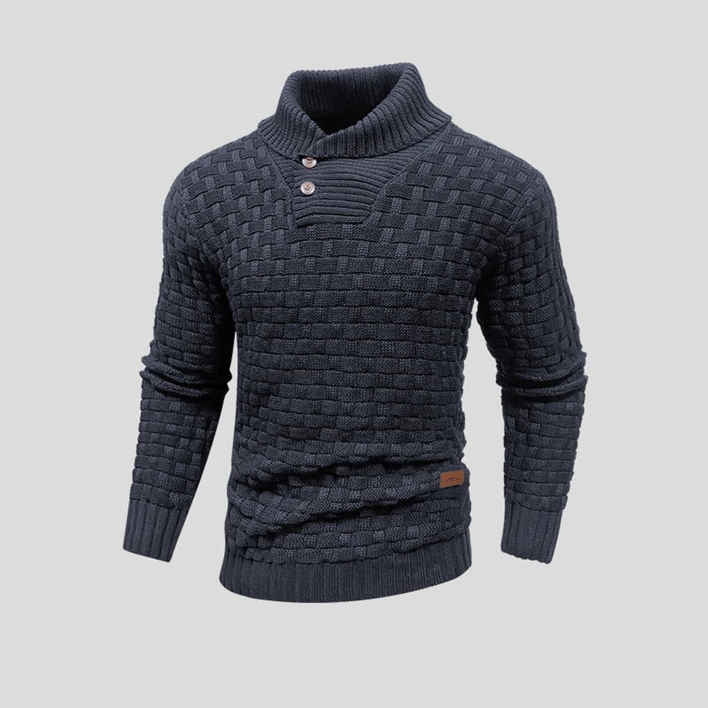 men's shawl collar knit sweater in dark gray
