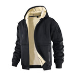 men's sherpa-lined hooded zip-up jacket in black