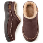 men's sherpa-lined moccasin slippers in brown