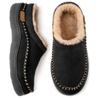 men's sherpa-lined moccasin slippers in beige black