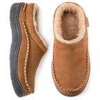 men's sherpa-lined moccasin slippers in khaki