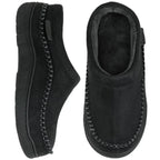 men's sherpa-lined moccasin slippers in black