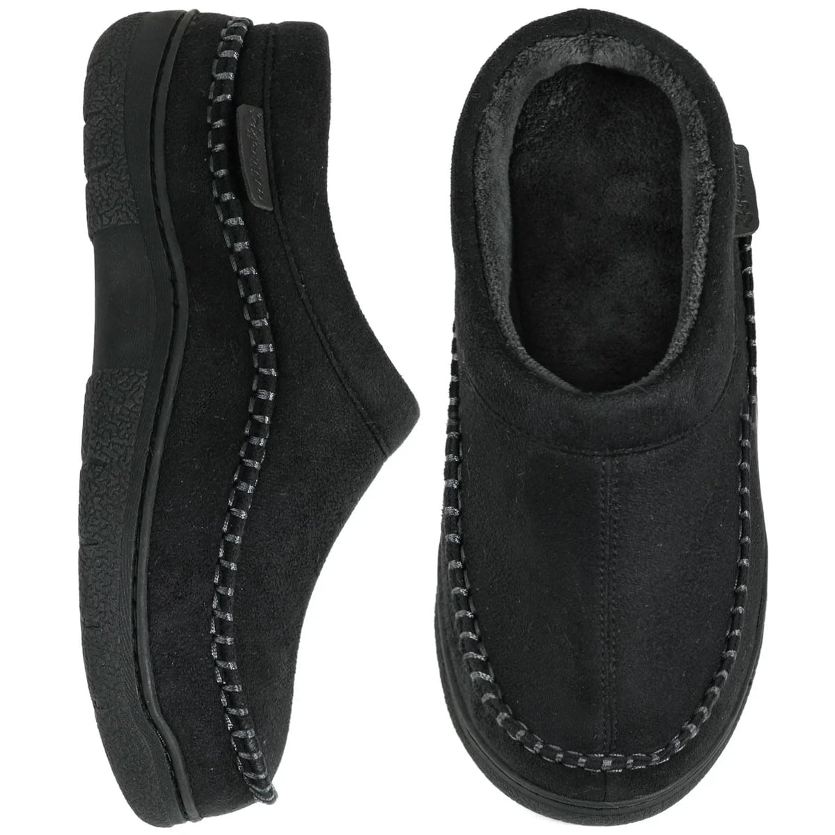 men's sherpa-lined moccasin slippers in black