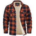 men's sherpa-lined plaid shirt jacket in orange