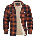 men's sherpa-lined plaid shirt jacket in orange