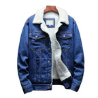 men's sherpa-lined trucker jacket in dark blue