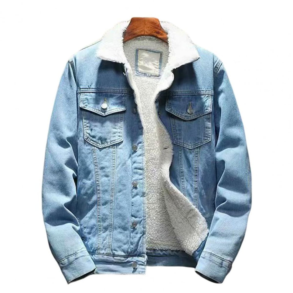 men's sherpa-lined trucker jacket in light blue