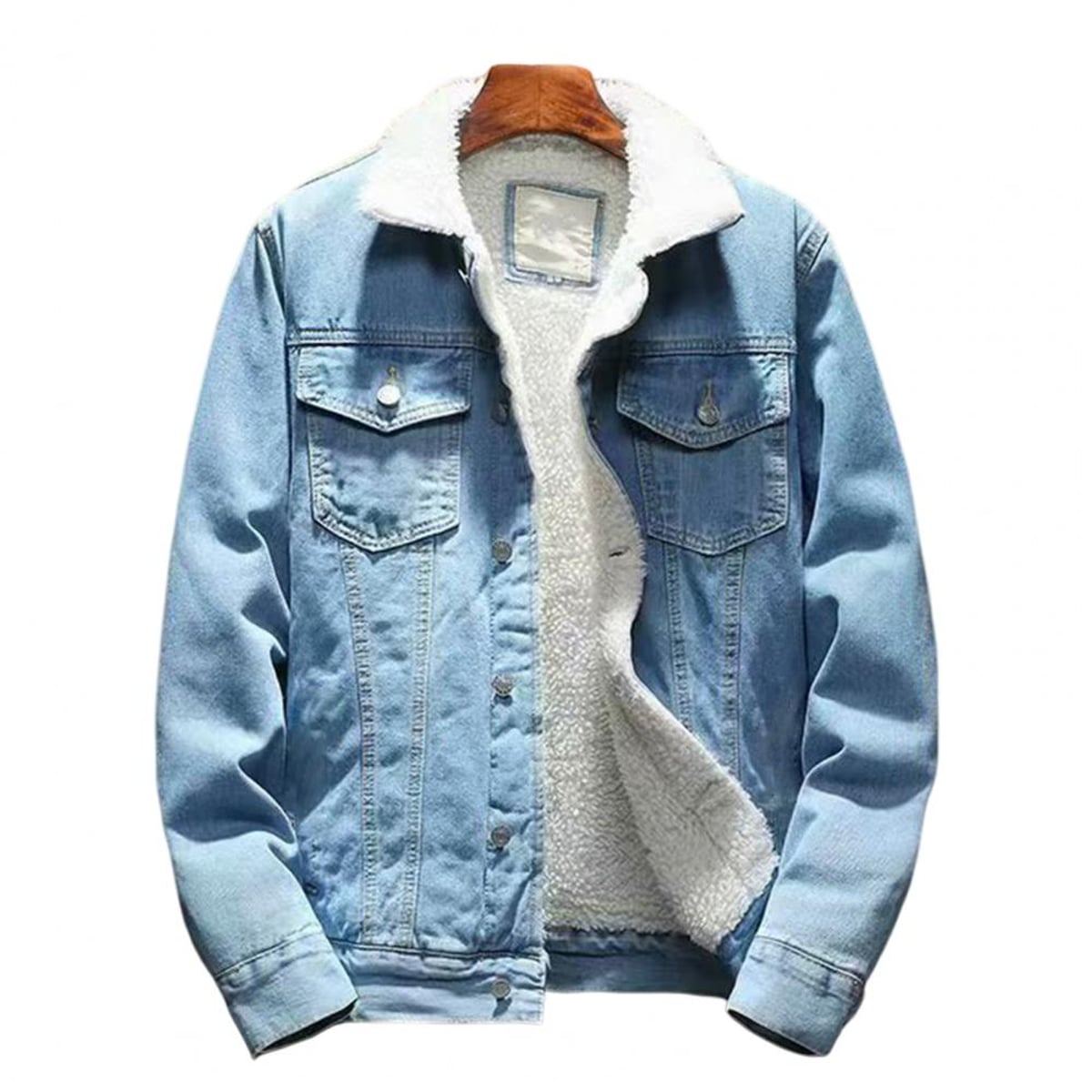 men's sherpa-lined trucker jacket in light blue