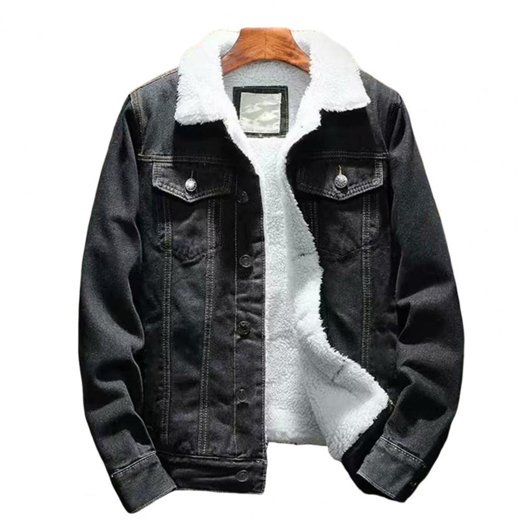 men's sherpa-lined trucker jacket in black