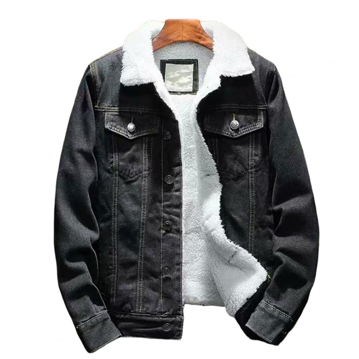 men's sherpa-lined trucker jacket in black
