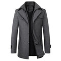 men's short winter coat with layered collar in gray
