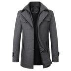 men's short winter coat with layered collar in gray