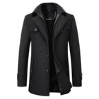 men's short winter coat with layered collar in black