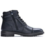 men's side zip lace-up work boots in black