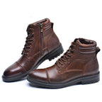 men's side zip lace-up work boots