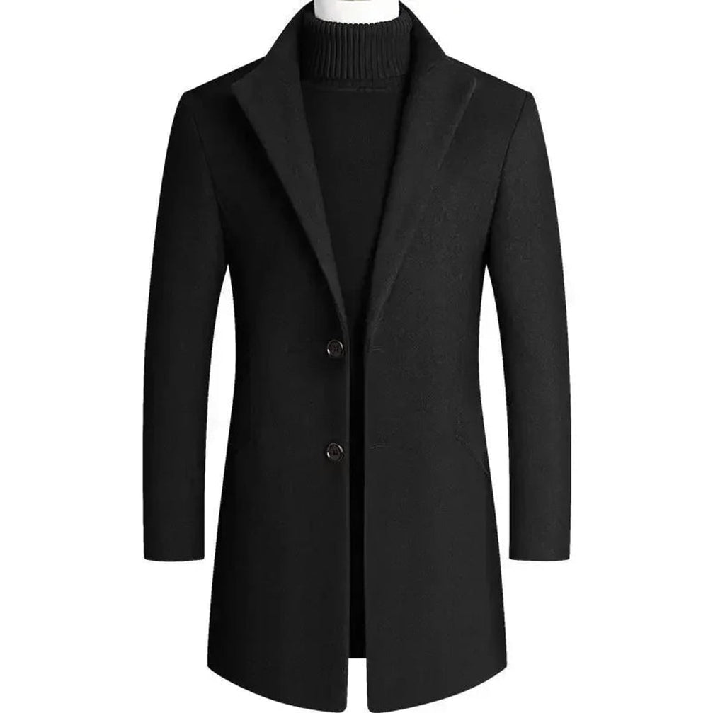 men's single breasted formal overcoat in black