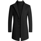 men's single breasted formal overcoat in black