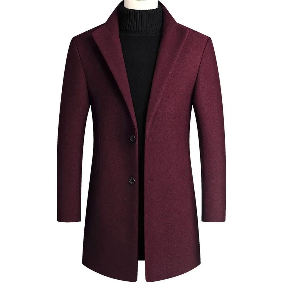 men's single breasted formal overcoat in red
