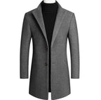 men's single breasted formal overcoat in gray