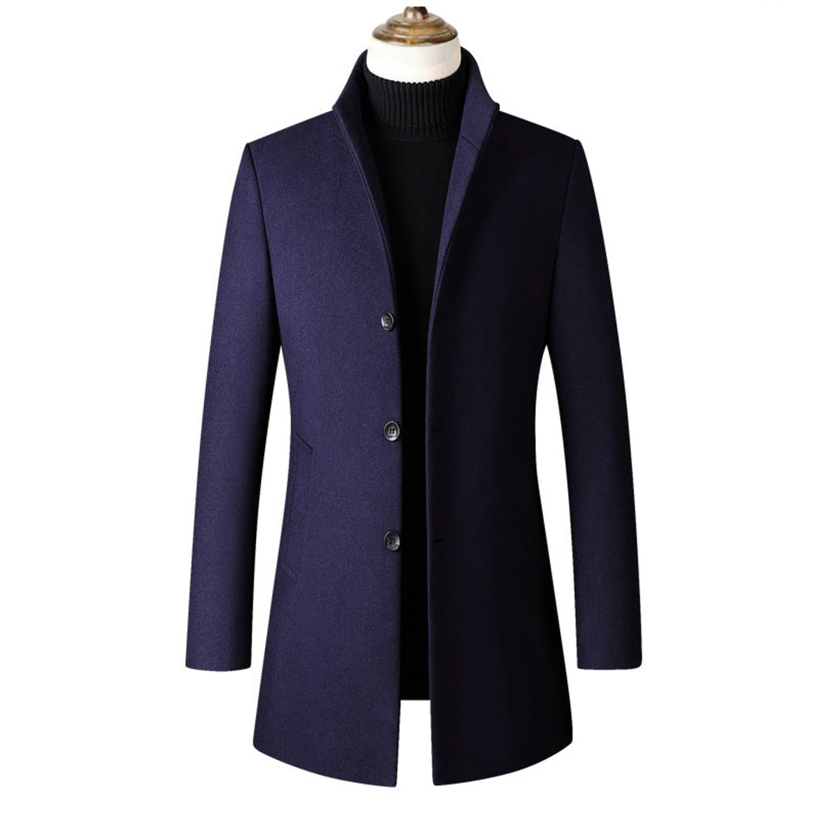 men's single breasted formal overcoat in navy
