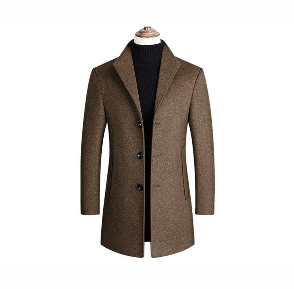men's single breasted formal overcoat in beige