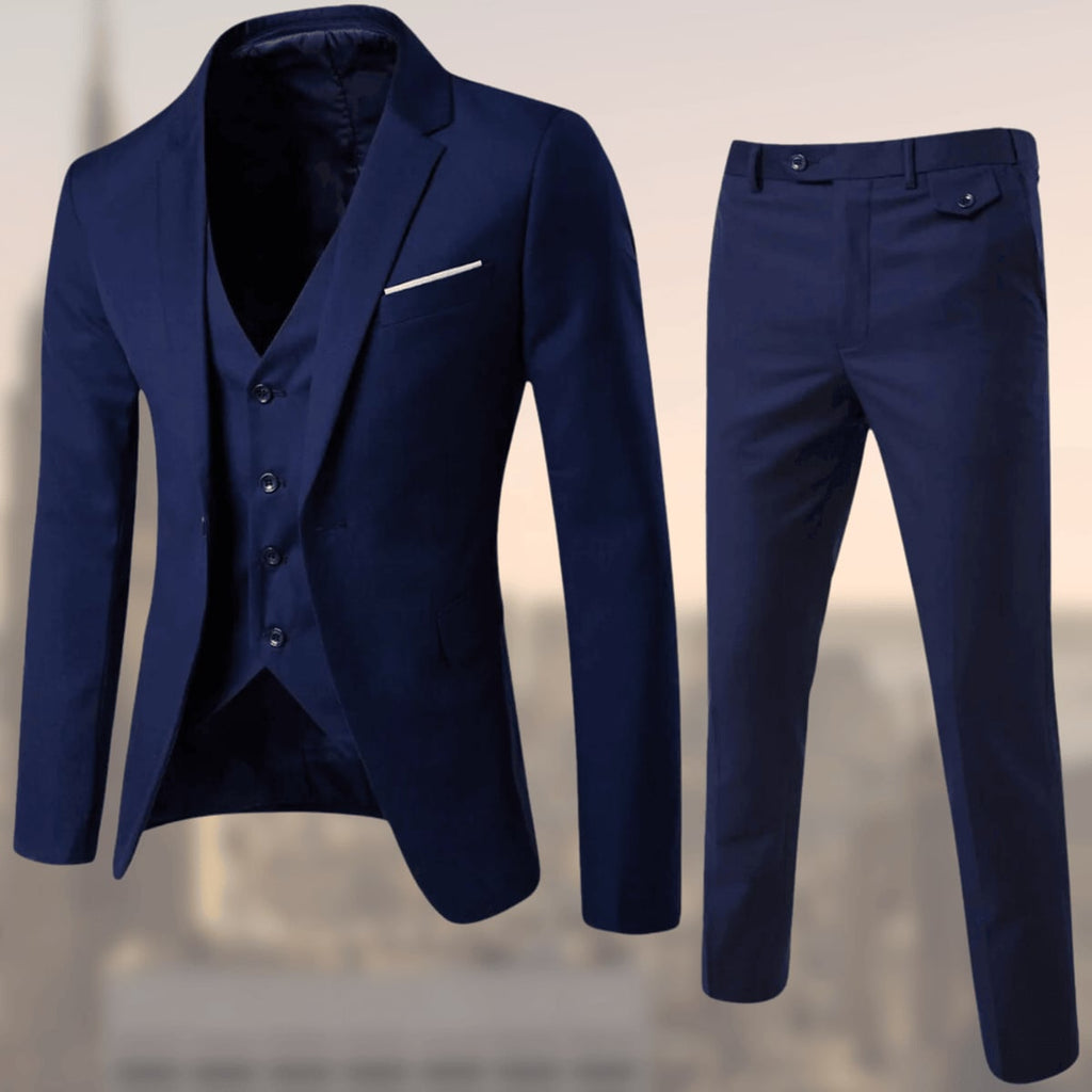 men's slim fit 3 piece suit in dark navy