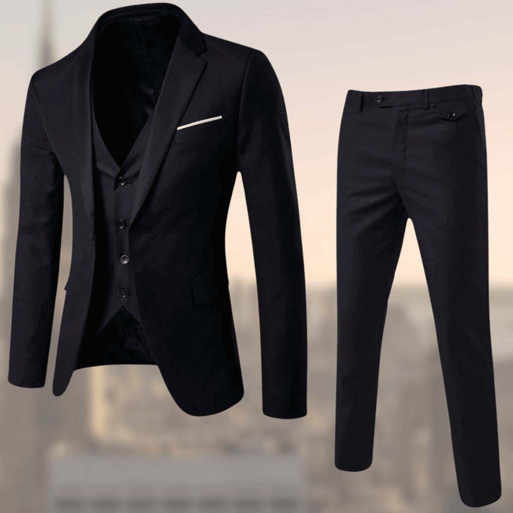 men's slim fit 3 piece suit in black