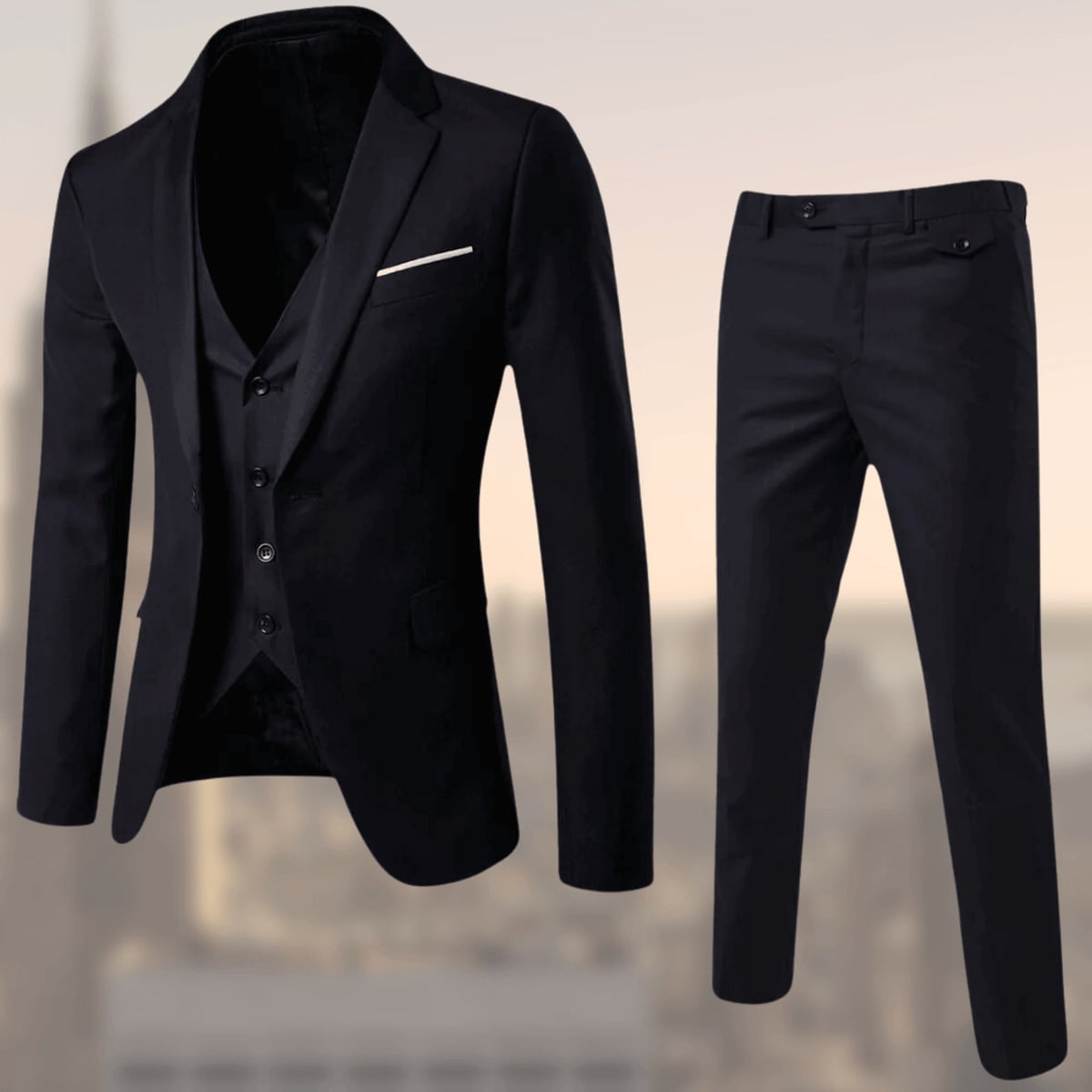 men's slim fit 3 piece suit in black