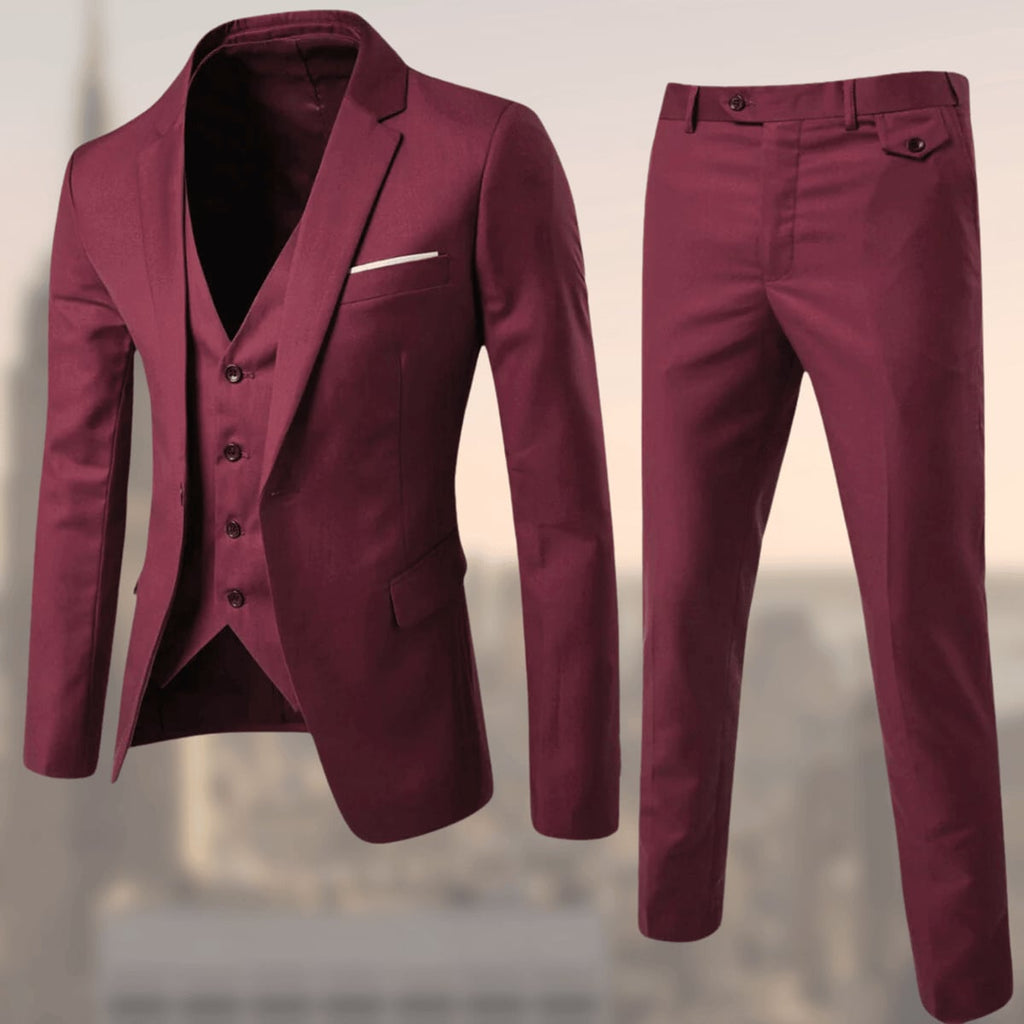 men's slim fit 3 piece suit in red
