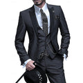 men's slim fit 3 piece wedding suit in black